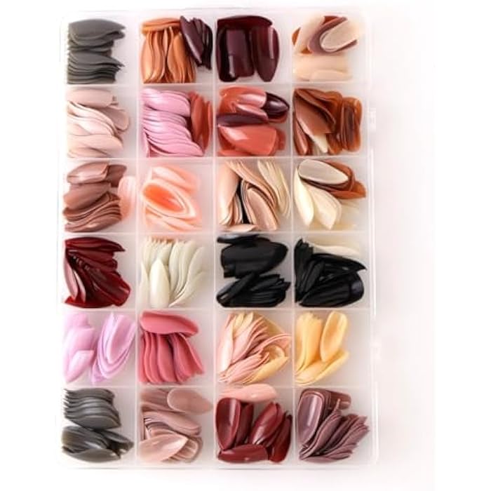 24 Color Press On Nails Sets, 576Pcs Glossy Colored Straight Fake Nails, Full Cover Artificial Fingernails Acrylic Tips Manicure Design Decor for Women Girls DIY Nail - shape 2 - Image 1